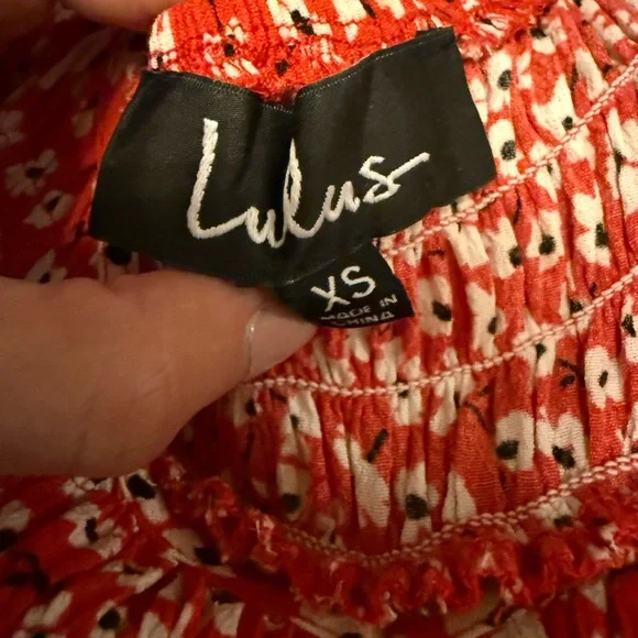 LULUS XS Red Floral Babydoll Dress - Picture 4 of 6
